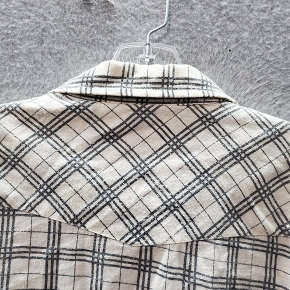 Jean Phillipe Men Button Up Shirt Large Gray Plaid Flannel Pearl‎ Snap Collar - Picture 7 of 8